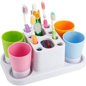 Toothbrush Holder and Large Organizer Stand for Bathroom